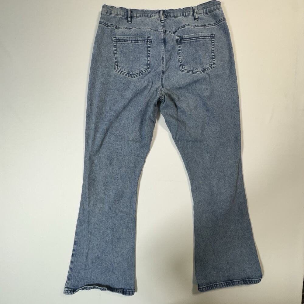 Y2K DG2 16W Flare Jeans Light Wash Stretch Denim Raw Hem 2000s Retro Bootcut - Picture 7 of 8